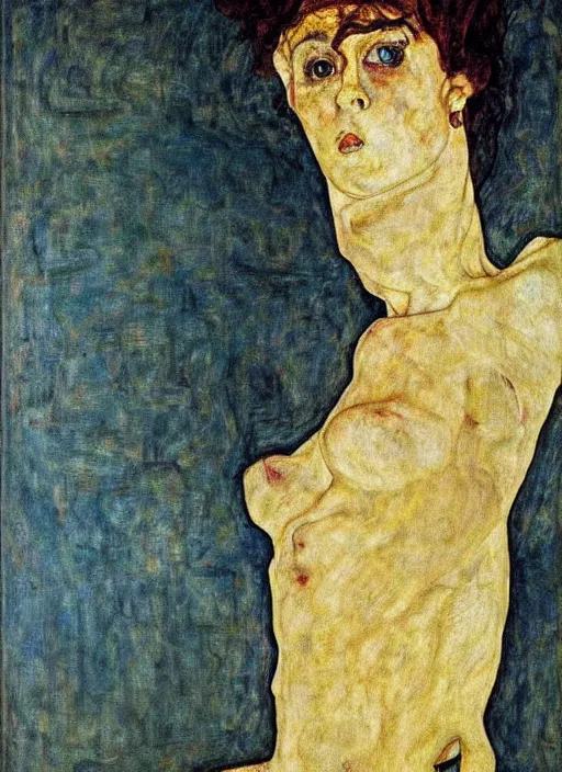 Image similar to shadows in the dark, backlight, extremely realistic and highly detailed painting by egon schiele, soft light, gold ratio