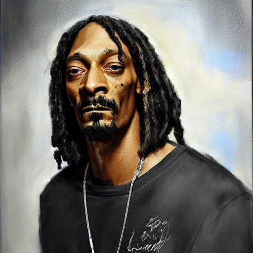 Image similar to a portrait of snoop dogg drawn by jeremy mann