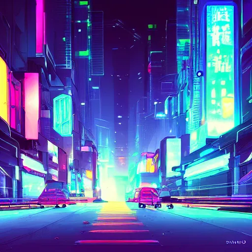 Image similar to digital painting of a city at night, cyberpunk art by Makoto Shinkai, pixiv, color field, anime aesthetic, vivid colors, colorful, trendy on behance hd