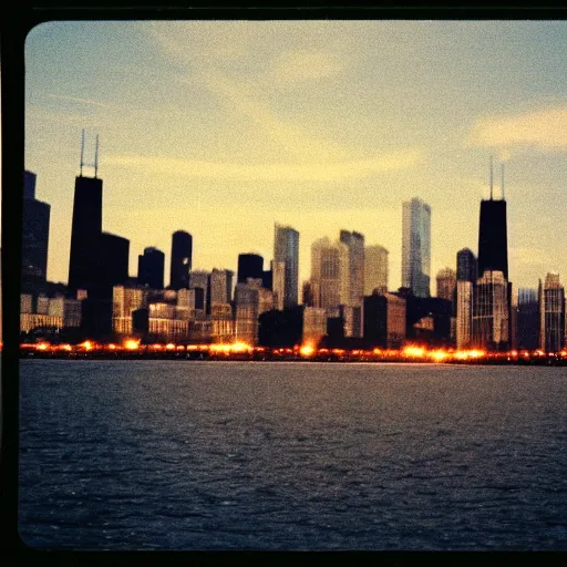 Image similar to chicago skyline, disposable camera,