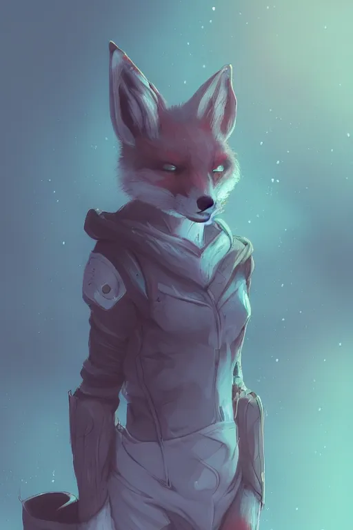 Image similar to a fox fursona, trending on artstation, by kawacy, furry art, digital art, cyberpunk, high quality, backlighting