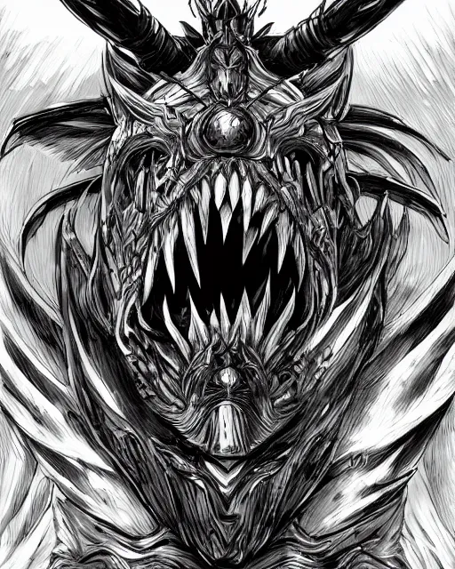 Image similar to A chest with tongue, terrifying, black and white, fantasy art, monster art, in the style of masami kurumada, illustration, epic, fantasy, intricate, hyper detailed, artstation, concept art, smooth, sharp focus, ray tracing