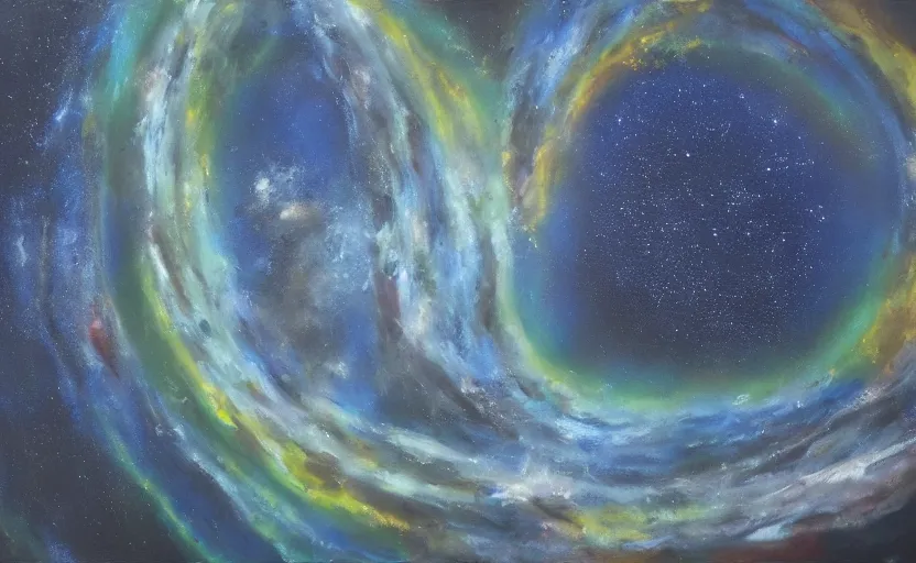 Prompt: realistic oil painting of two universes colliding - n 4