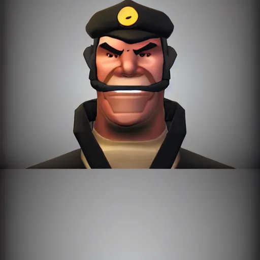 Image similar to the soldier from team fortress 2 doing a funny face