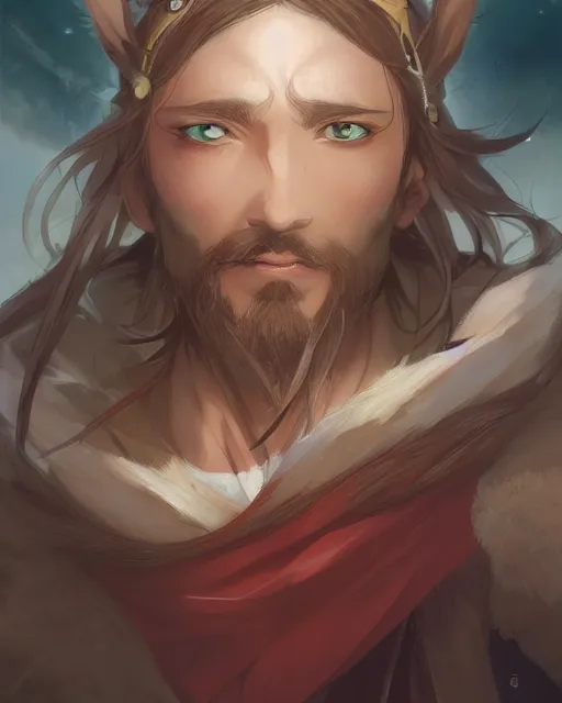 Image similar to an anime portrait of jesus christ as an elf, by stanley artgerm lau, wlop, rossdraws, james jean, andrei riabovitchev, marc simonetti, and sakimichan, trending on artstation