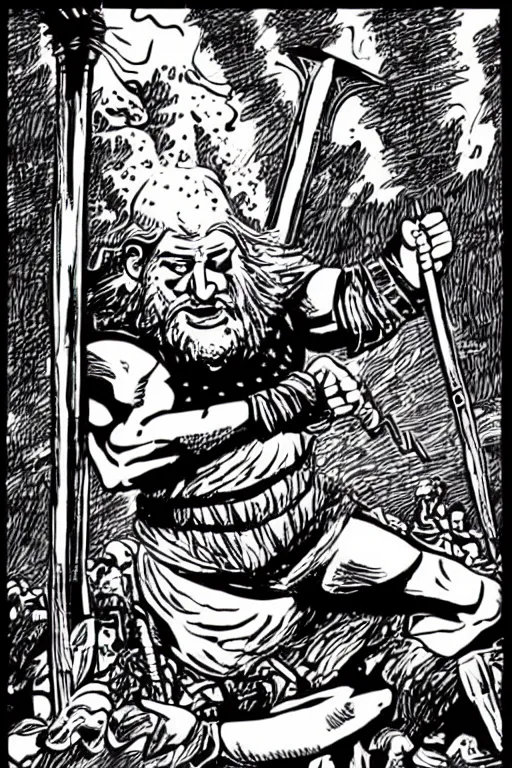 Image similar to ancient historically accurate depiction of the Bible Character Goliath of Gath, the Philistine warrior giant by mcbess