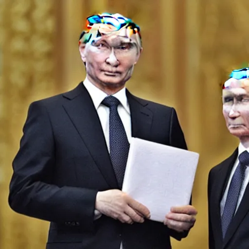 Image similar to putin teams up with a mysterious teenage putin