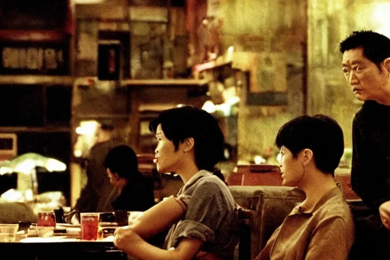 Prompt: wong kar wai lonely movie scene