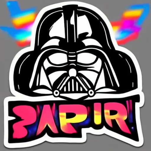 Image similar to svg sticker of a Pop-Wonder Darth-Vader at a rave, spinning records, giant headphones rocking out, wearing headphones, huge speakers, dancing, rave, DJ, spinning records, digital art, amazing composition, rule-of-thirds, award-winning, trending on artstation, featured on deviantart