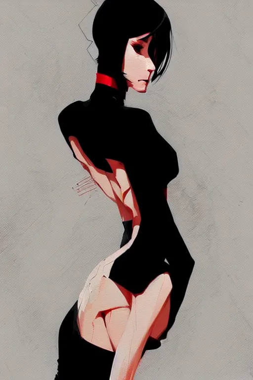 Image similar to a ultradetailed beautiful panting of a stylish woman wearing a black dress, by conrad roset, greg rutkowski and makoto shinkai, trending on artstation