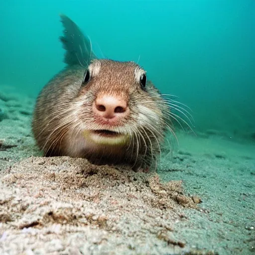 Image similar to a gopher diving underwater