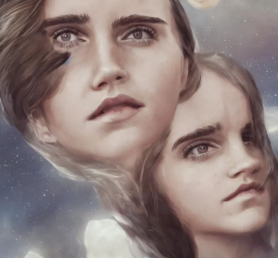 Prompt: hyper realistic portrait of emma watson on the moon, cinematic, artstation, cgsociety, full body