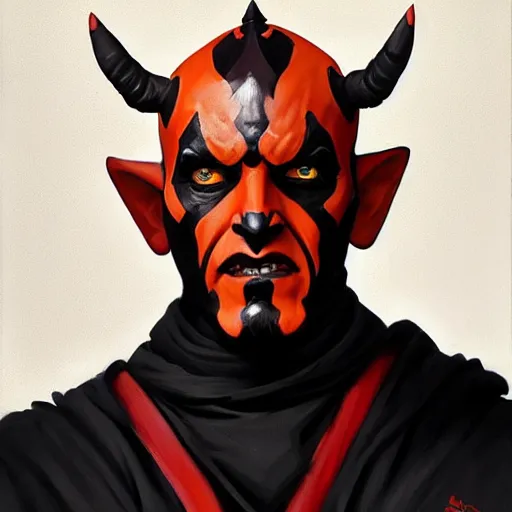 Image similar to greg manchess portrait painting of darth maul as overwatch character, medium shot, asymmetrical, profile picture, organic painting, sunny day, matte painting, bold shapes, hard edges, street art, trending on artstation, by huang guangjian and gil elvgren and sachin teng