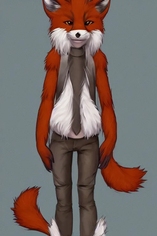Prompt: anthropomorphic fox with a fluffy tail, fursona, trending on furaffinity