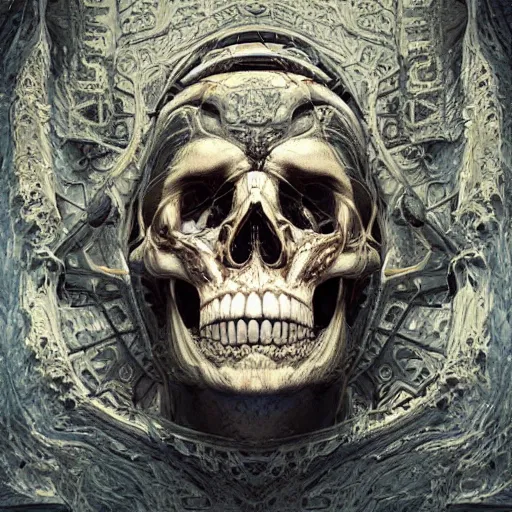 Image similar to portrait_of_a_melting_skull._intricate_abstract._intricate_artwork._by_Tooth_Wu_wlop_beeple_dan_mumford._octane_render_trending_on_artstat