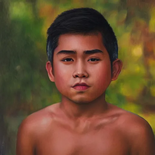 Image similar to a hawaiian filipino portuguese boy with dark brown hair and brown eyes, photorealistic imagery, self - portrait, 4 k, 8 k