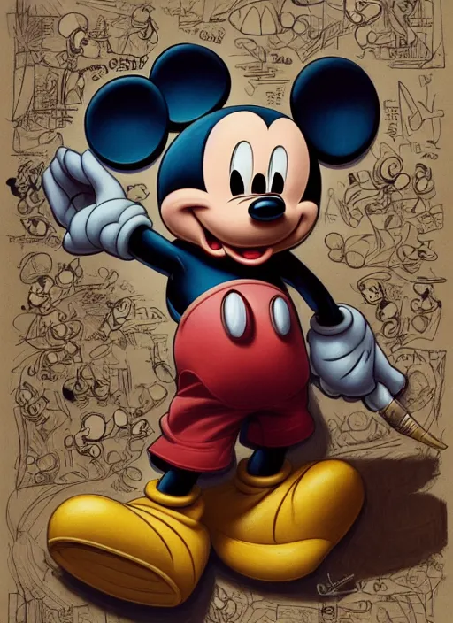 Image similar to Mickey Mouse as a ruggedly handsome hero, tasteful, intricate, elegant, highly detailed, centered, digital painting, artstation, concept art, smooth, sharp focus, illustration, artgerm, donato giancola, Joseph Christian Leyendecker, WLOP