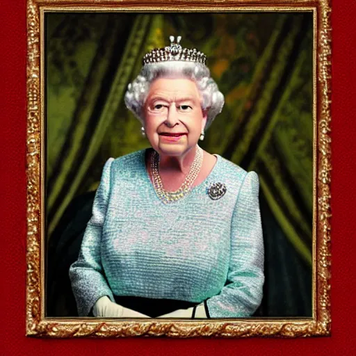 Image similar to picture of queen Elizabeth the lizard person