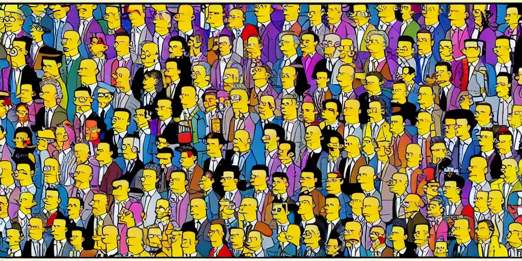 Prompt: the simpsons as a magic eye, autostereograms