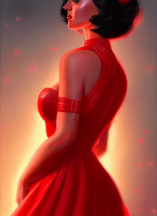 Prompt: portrait of katy perry in a red dress, intricate, elegant, glowing lights, highly detailed, digital painting, artstation, concept art, smooth, sharp focus, illustration, art by wlop, mars ravelo and greg rutkowski, hyper realistic photography