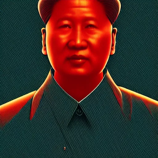 Prompt: cyberpunk mao zedong as the leader of a futuristic communist society, cybernetics, sharp lines, digital, artstation, colored in