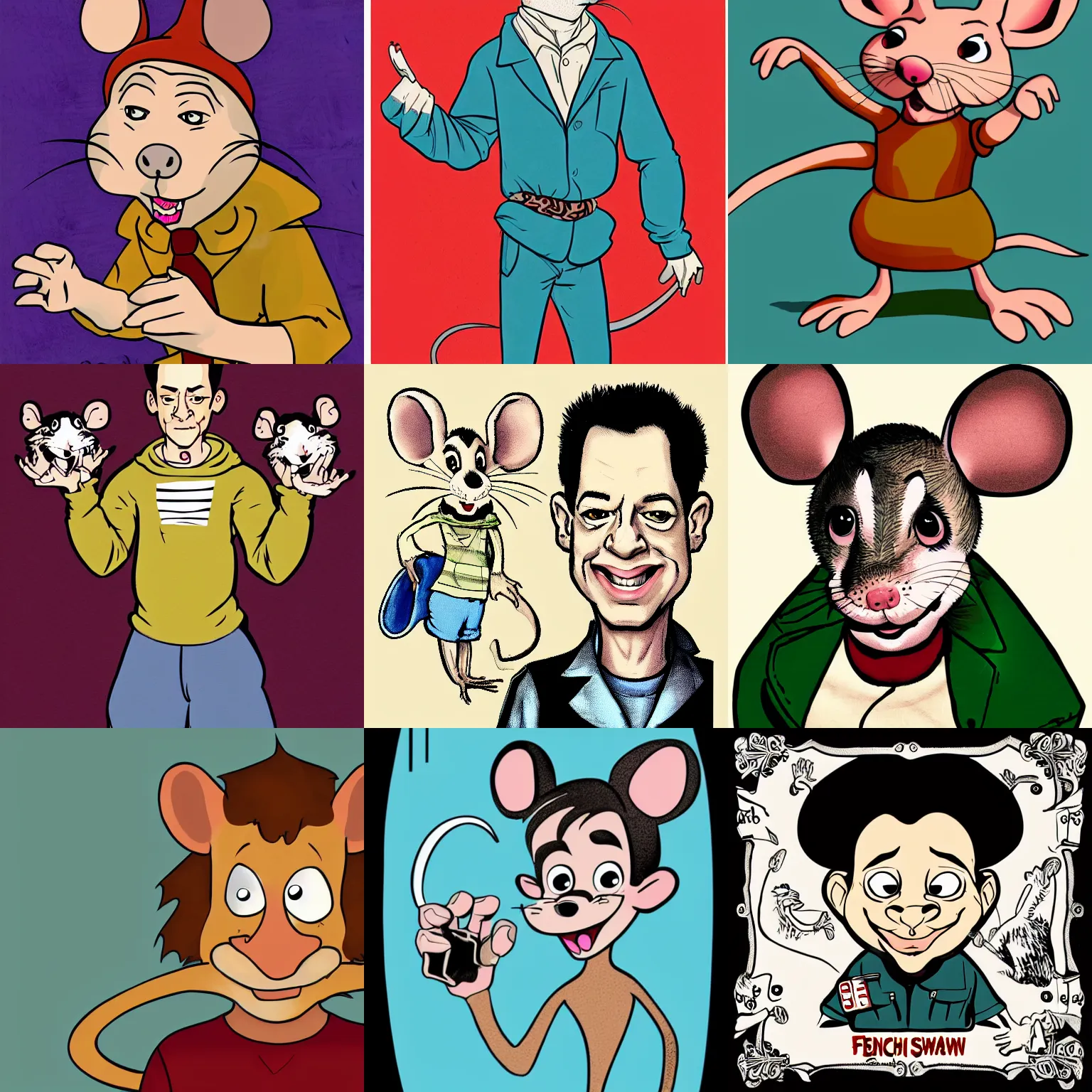 Prompt: French Stewart as an anthro mouse rat boy illustration