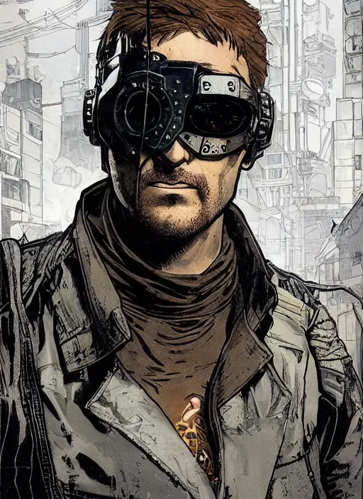 Image similar to cyberpunk mob enforcer. portrait by ashley wood and alphonse mucha and laurie greasley and josan gonzalez and james gurney. splinter cell, apex legends, rb 6 s, hl 2, d & d, cyberpunk 2 0 7 7. realistic face. character clothing. vivid color. dystopian setting.
