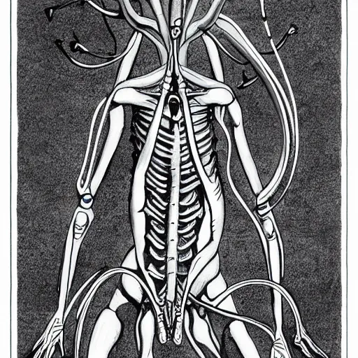 Image similar to alien drawing anatomy by Gottfried Bammes