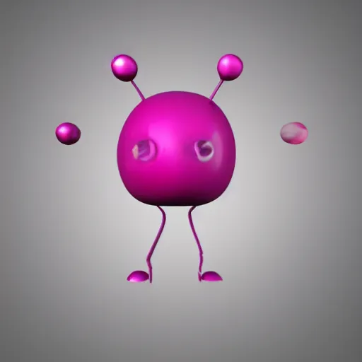 Image similar to 3D render of a pink humanoid jellybean with one white circular eye and two black pupils