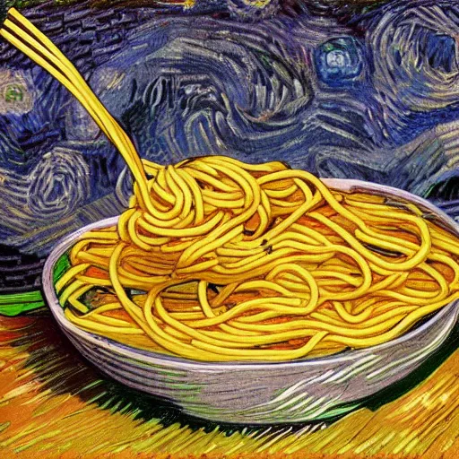 Prompt: spaghetti by vincent van gogh, digital art, trending on artstation