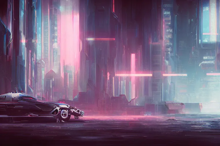 Image similar to Margin of Silence painting in cyberpunk style, many small details, post-processing