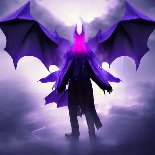 Prompt: mysterious figure with a purple coat and blue crown riding a dragon made of lightning, digital art, 4 k ultra hd, hyper realistic