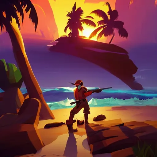 Image similar to painting treasure on sea of thieves game smooth median photoshop filter cutout vector, behance hd by jesper ejsing, by rhads, makoto shinkai and lois van baarle, ilya kuvshinov, rossdraws global illumination