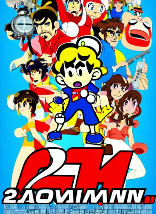 Prompt: 2016 feature film poster of WarioWare cinematic universe, cel shaded CGI characters by Illumination