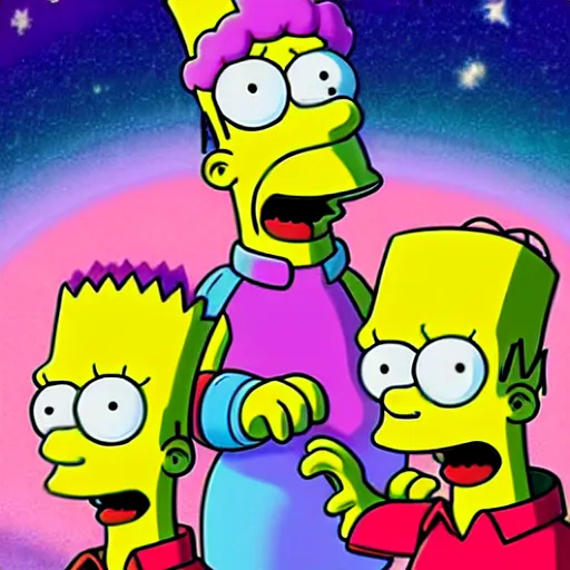 Image similar to trippy simpsons in space