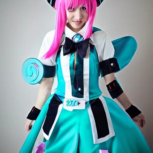 Prompt: photo of Hatsune Miku cosplay, high detailed