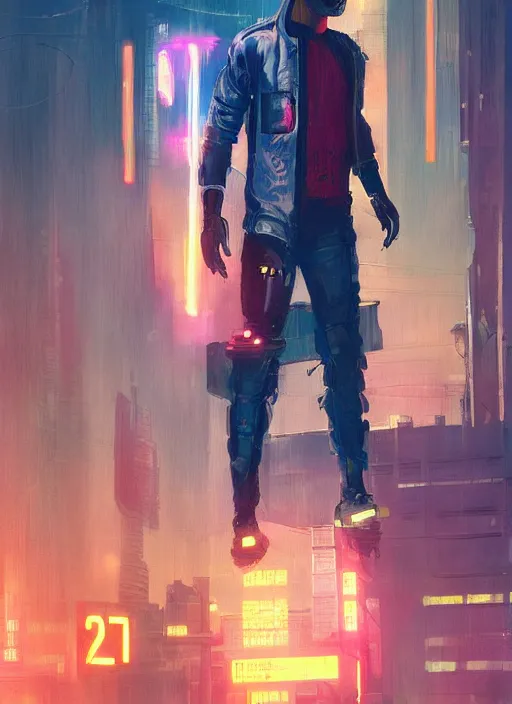 Prompt: cyberpunk combat sports. javier the 2 0 7 8 champion in athletic gear. blade runner 2 0 4 9 concept painting. epic painting by james gurney, azamat khairov, and alphonso mucha. artstationhq. painting with vivid color. ( rb 6 s, cyberpunk 2 0 7 7 )