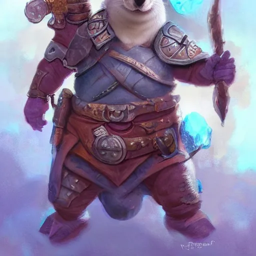Prompt: anthropomorphic warrior piglet otter, pale blue armor, cute and adorable, DnD character art portrait, matte fantasy painting, DeviantArt Artstation, by Jason Felix by Steve Argyle by Tyler Jacobson by Peter Mohrbacher, cinematic lighting
