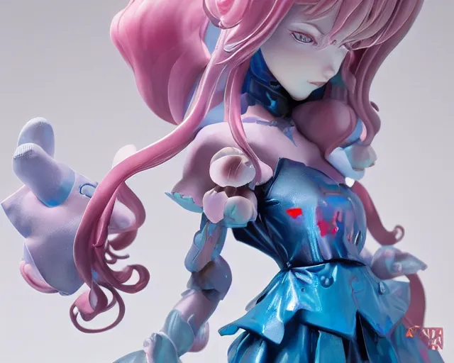 Prompt: James Jean isolated magical girl vinyl figure, figure photography, smooth sharp focus, dynamic pose, holographic undertones, anime stylized, high detail, ethereal lighting - H 640