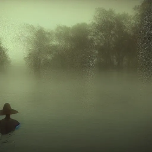 Image similar to the nightmare at the bottom of the lake, realistic lighting, creepy atmosphere