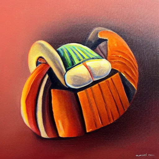 Image similar to loose painting of a hermit crab, macro, oil on canvas, hd