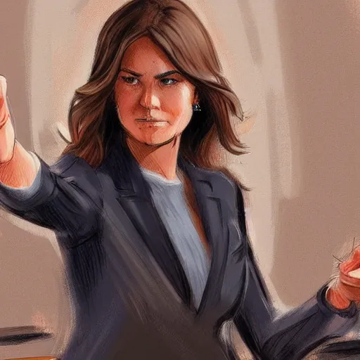 Image similar to olivia benson pointing in court, digital painting, ultradetailed, artstation, ultradetailed, pinterest,