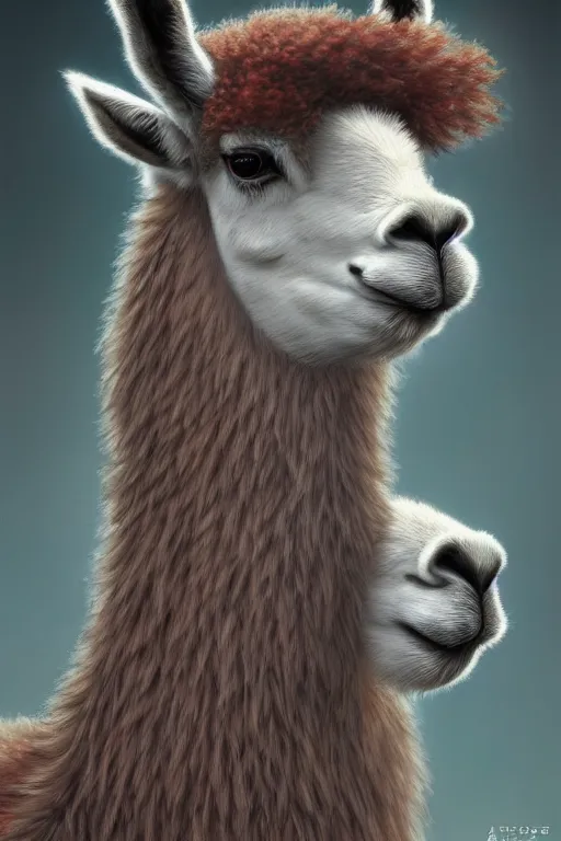 Image similar to Anthro Portrait of japanese llama, D&D, dark fantasy, anthro portrait, sakura blooming on background, intricate, elegant, llama portrait, highly detailed, digital painting, artstation, concept art, smooth, sharp focus, llama, illustration, art by artgerm and greg rutkowski and alphonse mucha, daily deviation, very very llama