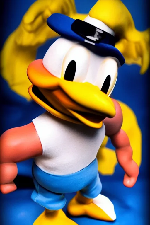 Prompt: muscular donald duck, donald duck bodybuilder, photorealistic, highly detailed,