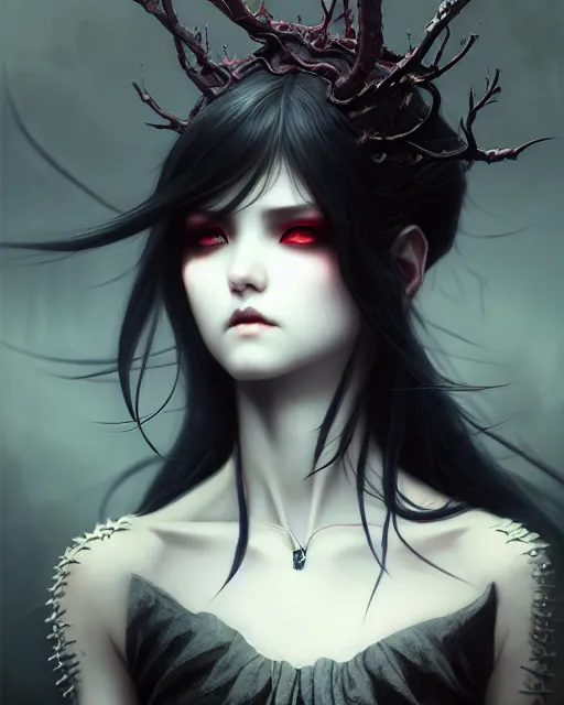 Image similar to dark vampire, character portrait, concept art, intricate details, highly detailed by ilya kuvshinov and gustave dore, wenjun lin,