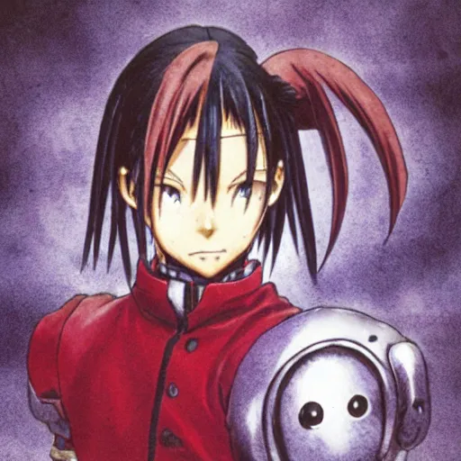 Image similar to ling from full metal alchemist. by yoshitaka amano.