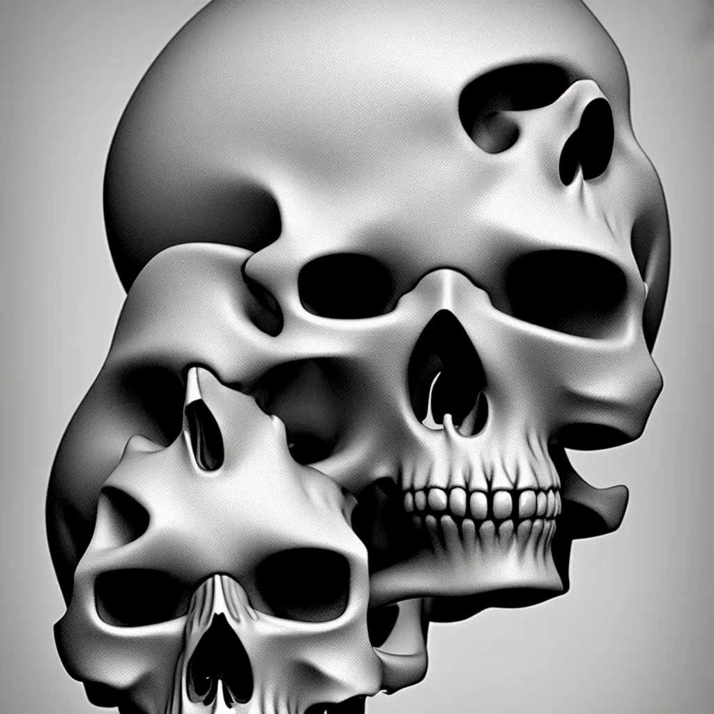 Image similar to black and white light 3D geometry, skull, matte bright highly detailed, poetic, 3D render, digital art, octane render, 8K artistic photography, photo-realistic, by Dora Maar