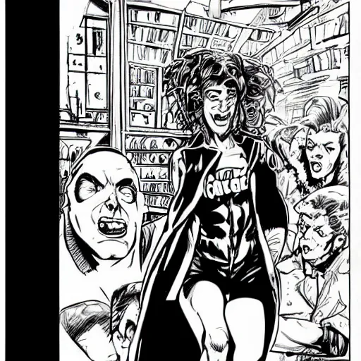 Prompt: comic-book drawing of crazy jane from the doom patrol done by Jim Lee and Grant Morrison