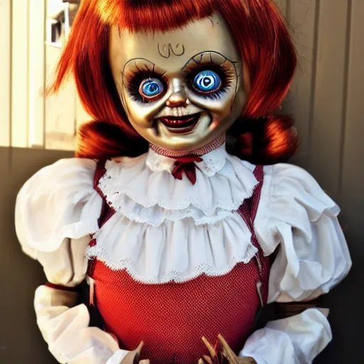 Prompt: Annabelle doll as Pinnochio