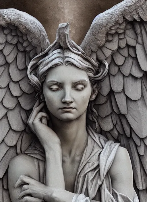 Image similar to digital _ painting _ of _ weeping angel statue _ by _ filipe _ pagliuso _ and _ justin _ gerard _ symmetric _ fantasy _ highly _ detailed _ realistic _ intricate _ port